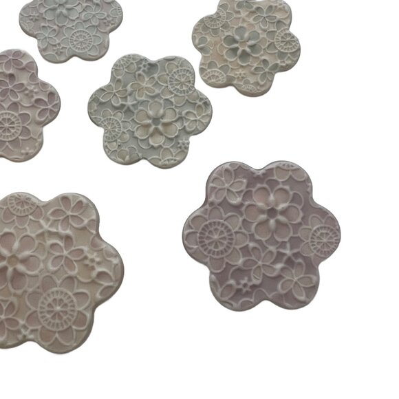 8 Pins Floral Flower Handmade Polymer Clay Multicolor Muted Pastel - Picture 2 of 7